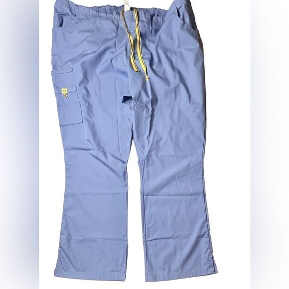 NWT Wonderwink 5026T Blue Romeo Flare Cargo Scrub Uniform Pants 3X TALL - Picture 1 of 9